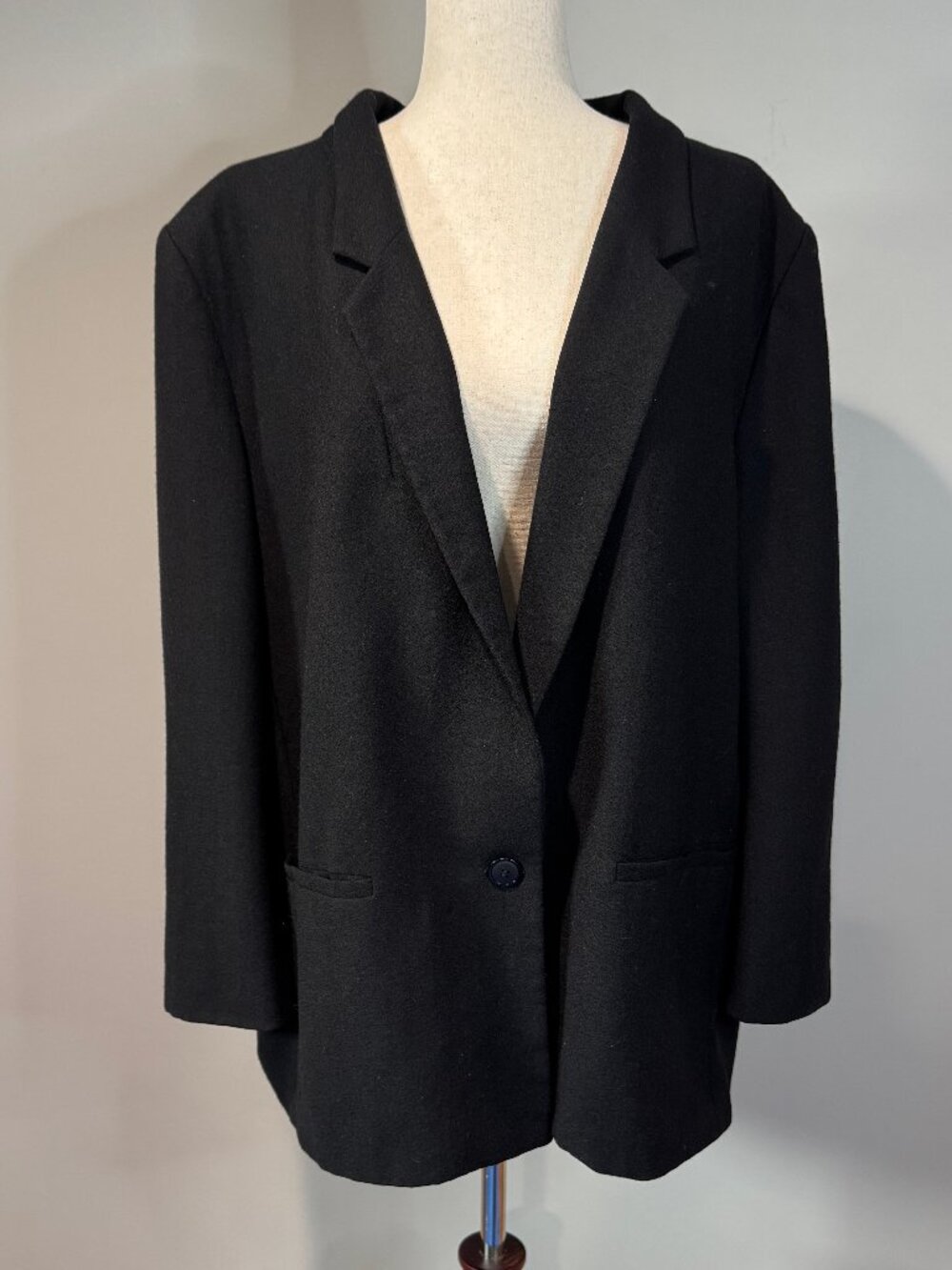 Vintage Jacobson's Women's 100% Wool Black Blazer Made Japan Minimalist Size 24W